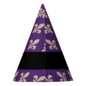 Fleur de Lis, Beige on Purple, Royal, Your Name Feesthoedjes (Achterkant)