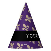 Fleur de Lis, Beige on Purple, Royal, Your Name Feesthoedjes (Links)