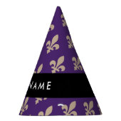 Fleur de Lis, Beige on Purple, Royal, Your Name Feesthoedjes (Rechts)