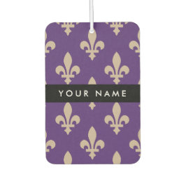 Fleur de Lis, Beige on Purple, Royal, Your Name Luchtverfrisser