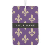 Fleur de Lis, Beige on Purple, Royal, Your Name Luchtverfrisser (Achterkant)
