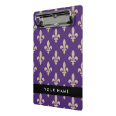 Fleur de Lis, Beige on Purple, Royal, Your Name Mini Klembord (Angled2)