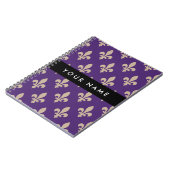 Fleur de Lis, Beige on Purple, Royal, Your Name Notitieboek (Linkerzijde)