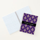 Fleur de Lis, Beige on Purple, Royal, Your Name Notitieboek (Binnen)