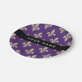 Fleur de Lis, Beige on Purple, Royal, Your Name Papieren Bordje (Gekanteld)