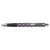 Fleur de Lis, Beige on Purple, Royal, Your Name Pen (Achterkant)