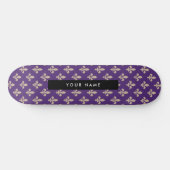 Fleur de Lis, Beige on Purple, Royal, Your Name Persoonlijk Skateboard (Horizontaal)