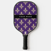 Fleur de Lis, Beige on Purple, Royal, Your Name Pickleball Paddle (Achterkant)