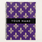 Fleur de Lis, Beige on Purple, Royal, Your Name Planner (Voorkant)