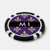 Fleur de Lis, Beige on Purple, Royal, Your Name Poker Chips (Enkel)