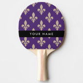 Fleur de Lis, Beige on Purple, Royal, Your Name Tafeltennisbatje (Voorkant)