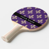 Fleur de Lis, Beige on Purple, Royal, Your Name Tafeltennisbatje (Voorkant Gekanteld)