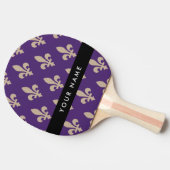 Fleur de Lis, Beige on Purple, Royal, Your Name Tafeltennisbatje (Zijkant)