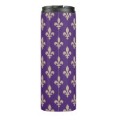 Fleur de Lis, Beige on Purple, Royal, Your Name Thermosbeker (Achterkant)