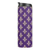 Fleur de Lis, Beige on Purple, Royal, Your Name Thermosbeker (Geroteerd rechts)