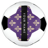 Fleur de Lis, Beige on Purple, Royal, Your Name Voetbal (Gedraaid)