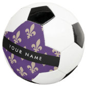 Fleur de Lis, Beige on Purple, Royal, Your Name Voetbal (Drie kwart)