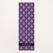 Fleur de Lis, Beige on Purple, Royal, Your Name Yogamat (Voorkant)