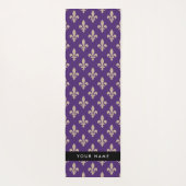 Fleur de Lis, Beige on Purple, Royal, Your Name Yogamat (Achterkant)