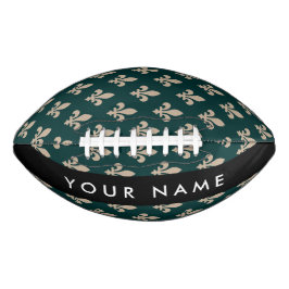Fleur de Lis, Beige op Groen, Koninklijk, Uw Naam American Football