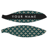 Fleur de Lis, Beige op Groen, Koninklijk, Uw Naam Basketbal (Panelen)