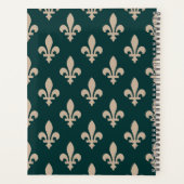 Fleur de Lis, Beige op Groen, Koninklijk, Uw Naam Planner (Achterkant)