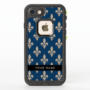 Fleur de Lis, Beige op Navyblauw, Koninklijk, Uw N