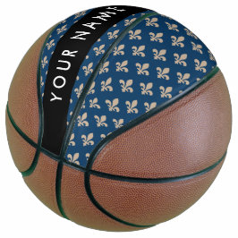 Fleur de Lis, Beige op Navyblauw, Koninklijk, Uw N Basketbal