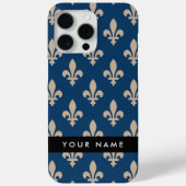 Fleur de Lis, Beige op Navyblauw, Koninklijk, Uw N Case-Mate iPhone Case (Achterkant)