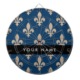 Fleur de Lis, Beige op Navyblauw, Koninklijk, Uw N Dartbord