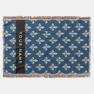 Fleur de Lis, Beige op Navyblauw, Koninklijk, Uw N Deken
