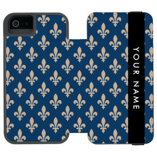 Fleur de Lis, Beige op Navyblauw, Koninklijk, Uw N
