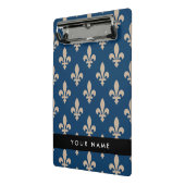 Fleur de Lis, Beige op Navyblauw, Koninklijk, Uw N Mini Klembord (Angled2)