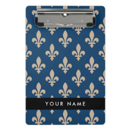 Fleur de Lis, Beige op Navyblauw, Koninklijk, Uw N Mini Klembord