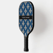Fleur de Lis, Beige op Navyblauw, Koninklijk, Uw N Pickleball Paddle (Links)