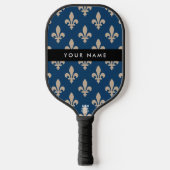 Fleur de Lis, Beige op Navyblauw, Koninklijk, Uw N Pickleball Paddle (Voorkant)