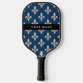 Fleur de Lis, Beige op Navyblauw, Koninklijk, Uw N Pickleball Paddle (Achterkant)