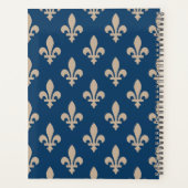 Fleur de Lis, Beige op Navyblauw, Koninklijk, Uw N Planner (Achterkant)
