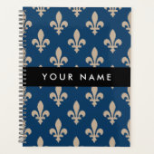 Fleur de Lis, Beige op Navyblauw, Koninklijk, Uw N Planner (Voorkant)