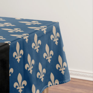 Fleur de Lis, Beige op Navyblauw, Koninklijk, Uw N Tafelkleed