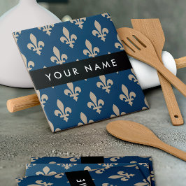 Fleur de Lis, Beige op Navyblauw, Koninklijk, Uw N Tegeltje