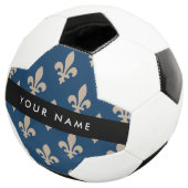 Fleur de Lis, Beige op Navyblauw, Koninklijk, Uw N Voetbal (Drie kwart)
