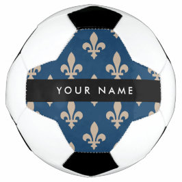 Fleur de Lis, Beige op Navyblauw, Koninklijk, Uw N Voetbal