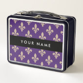 Fleur de Lis, Beige op Paars, Koninklijk, Uw Naam (Voorkant)