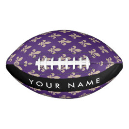 Fleur de Lis, Beige op Paars, Koninklijk, Uw Naam American Football