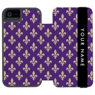 Fleur de Lis, Beige op Paars, Koninklijk, Uw Naam