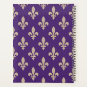 Fleur de Lis, Beige op Paars, Koninklijk, Uw Naam Planner (Achterkant)