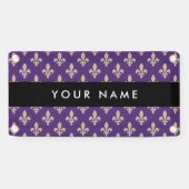 Fleur de Lis, Beige op Paars, Koninklijk, Uw Naam Spandoek (Horizontaal)
