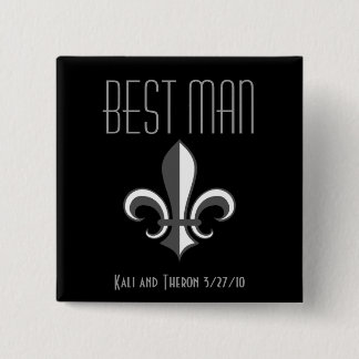 Fleur de lis best man vierkante button 5,1 cm