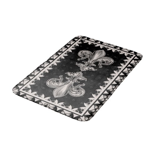 Fleur-de-lis - Black en Cream Badmat (Gekanteld)